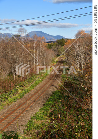 Take a picture of the Hakodate main line from the Sakaegawa overpass in Rankoshi-cho, Hokkaido 59199199