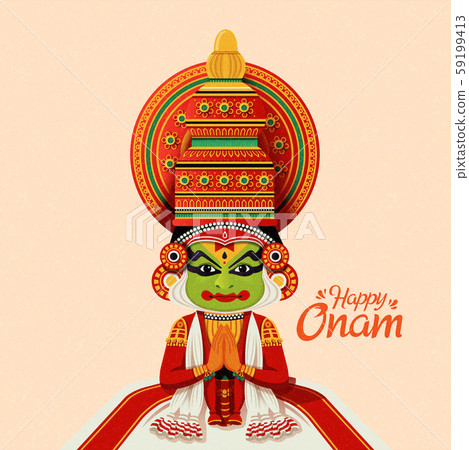 happy onam kathakali dancer stock illustration 59199413 pixta happy onam kathakali dancer stock