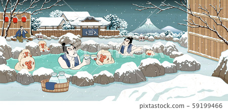 Ukiyo-e style hot spring scene Ukiyo-e style hot spring scene 59199466