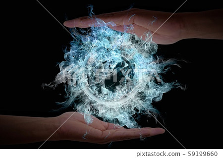 Abstract flame vortex floating in the palm 59199660