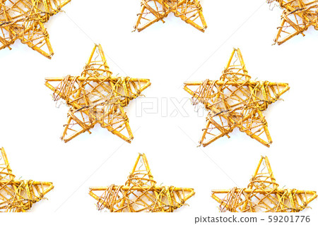 Christmas pattern with golden stars isolated on white background. Copy space. 59201776