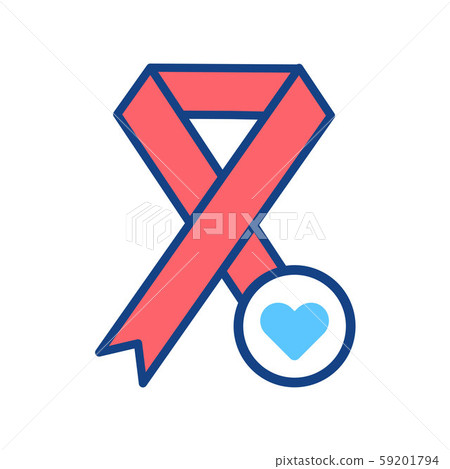 Red ribbon line color icon. World Aids Day Red ribbon line color icon. World Aids Day 59201794