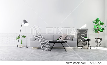Modern Scandinavian Style Living Room Stock Illustration