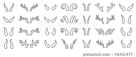 Horn animal deer devil simple line icon vector set Horn animal deer devil simple line icon vector set 59202477