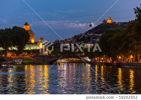 Tbilissi Kuri river cityscape Georgia Europe landmark Tbilissi Kuri river cityscape Georgia Europe landmark 59202852