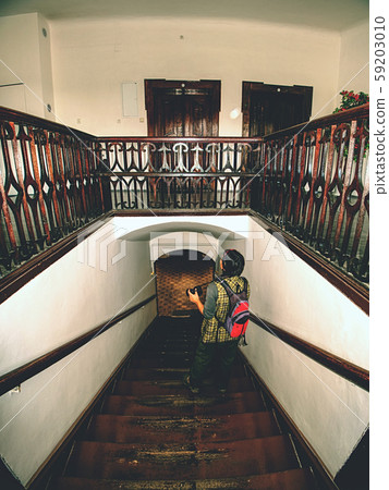 Black hair woman photographer study wooden 59203010