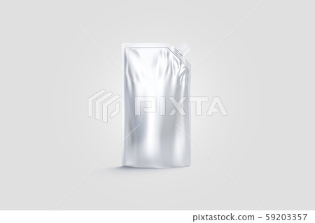 Blank silver sause doypack with spout mock up, front view Blank silver sause doypack with spout mock up, front view 59203357