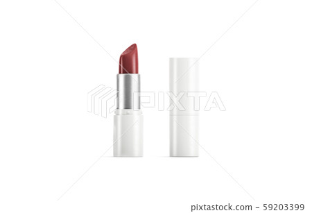 Blank white opened and closed tube with red lipstick mockup 59203399