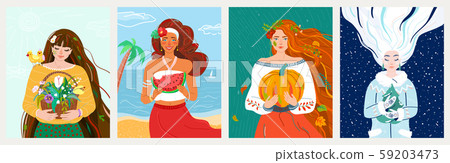 Woman like season spring, summer, autumn,... - Stock Illustration ...