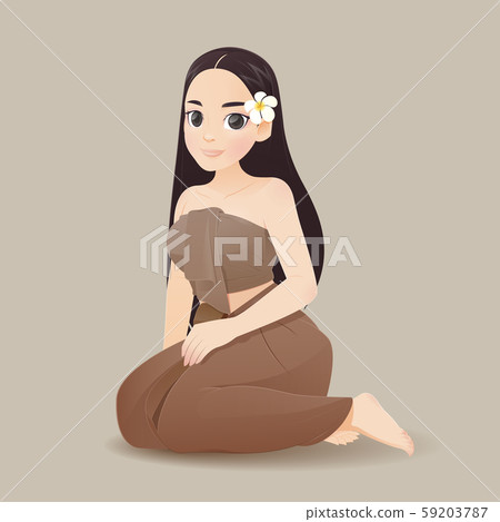illustration thai women in thai traditional dress, illustration thai women in thai traditional dress, 59203787