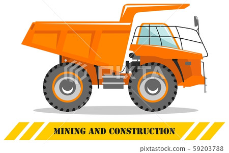 Off-highway truck. Heavy mining machine and construction equipment. Vector illustration. Off-highway truck. Heavy mining machine and construction equipment. Vector illustration. 59203788