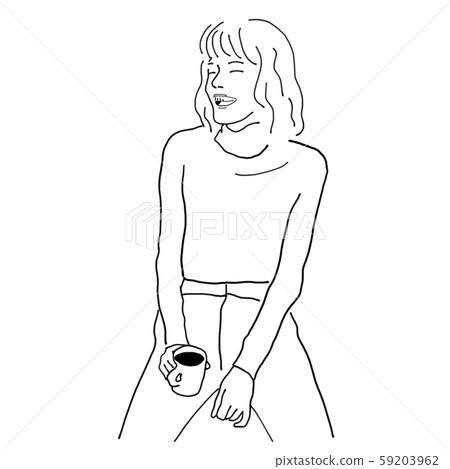 女孩,咖啡廳,插圖 女孩,咖啡廳,插圖 59203962