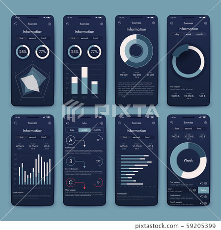 Different UI, UX, GUI screens and flat web icons - Stock Illustration ...