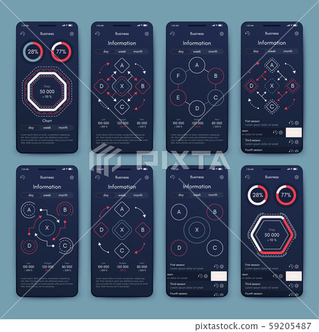 Different UI, UX, GUI screens and flat web icons 59205487