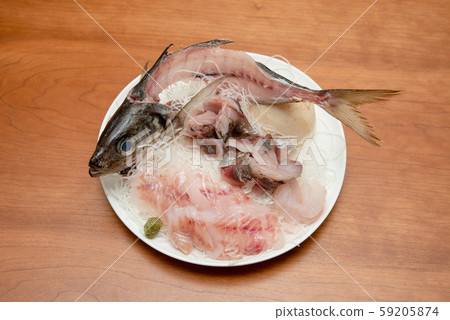 竹莢魚的形式(前面的白色魚是惡魔西米) 竹莢魚的形式(前面的白色魚是惡魔西米) 59205874