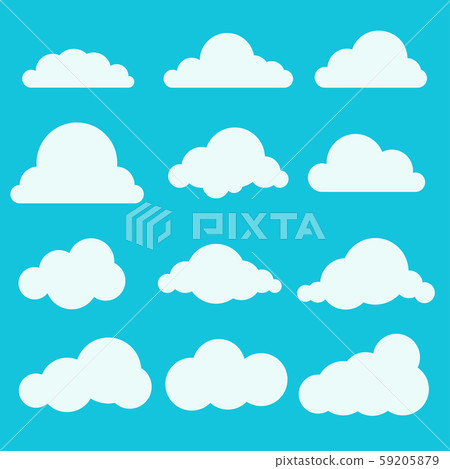 Set of small white clouds in a flat style Set of small white clouds in a flat style 59205879
