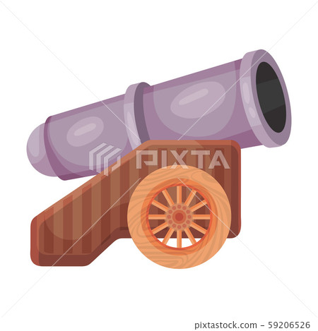 Purple cannon on the platform. Vector illustration on a white background. Purple cannon on the platform. Vector illustration on a white background. 59206526