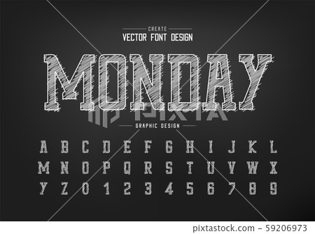 Chalk font and sketch alphabet vector, Hand draw - Stock Illustration ...