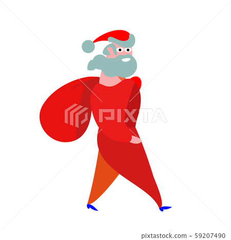 Happy Christmas red vector. Flat santa claus Happy Christmas red vector. Flat santa claus 59207490