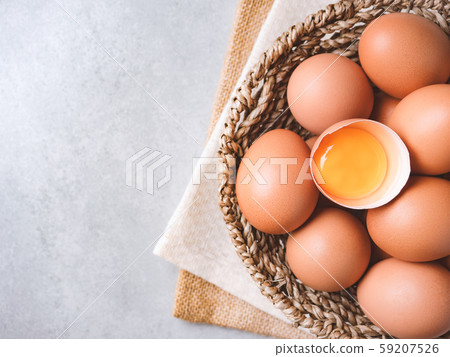 Organic chicken eggs food ingredients concept 59207526