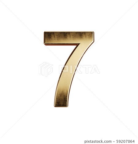 Golden alphabet digit character 7 font 59207864