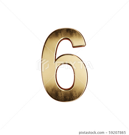 Golden alphabet digit character 6 font 59207865