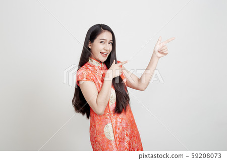 Asian woman wearing Chinese traditional dress 59208073