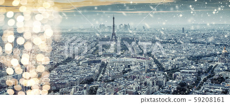 holiday lights in Paris, eiffel tower - Christmas 59208161