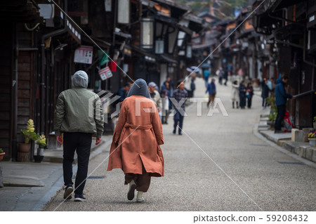 People at Narai-juku, Kiso valley 59208432