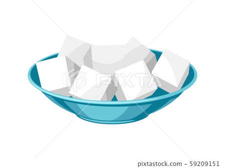 Plate With Cube Lump Sugar Stock Illustration 59209151 Pixta