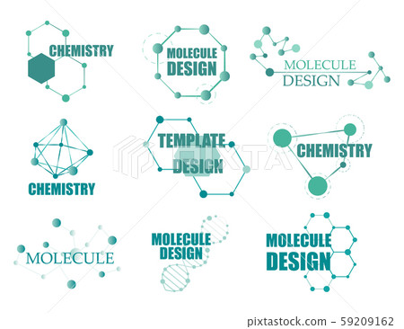 Set of logo with structure molecule Set of logo with structure molecule 59209162