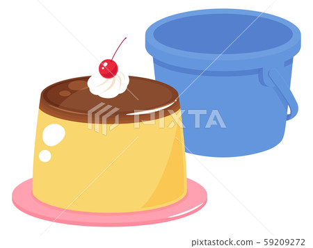 Illustration of bucket pudding with cherries 59209272