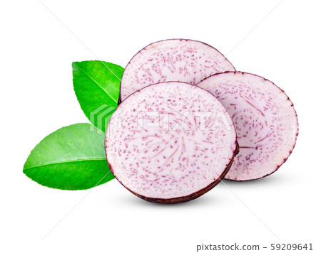 sliced of taro isolated on white background sliced of taro isolated on white background 59209641