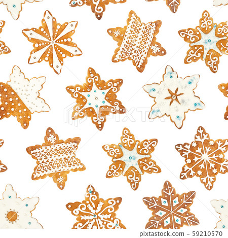 Seamless pattern with gingerbread cookies  59210570