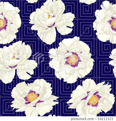 Peony flower. Seamless pattern, background. Peony flower. Seamless pattern, background. 59211321