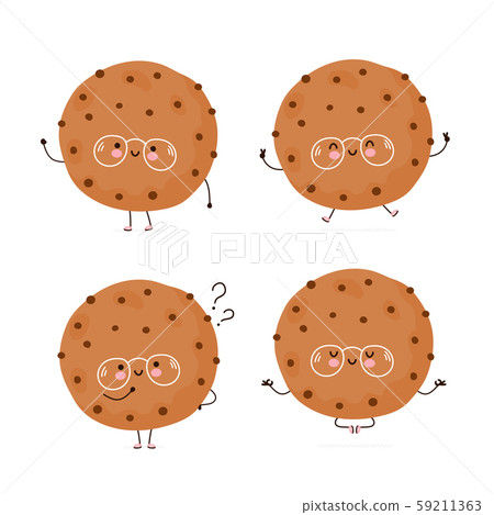 Cute happy cookie with chocolate chip Cute happy cookie with chocolate chip 59211363