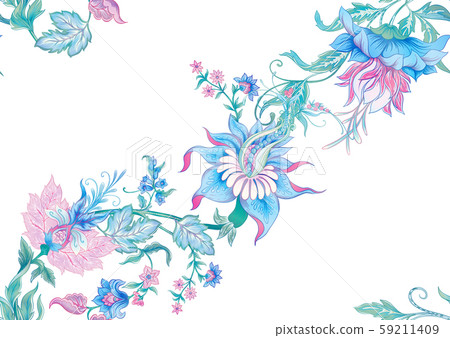 Fantasy flowers vintage, jacobean embroidery style Fantasy flowers vintage, jacobean embroidery style 59211409