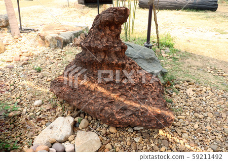 Stromatolite stone on ground image background. 59211492