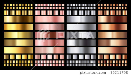 Elegant metallic gradient. Shiny rose gold, silver and bronze medals gradients. Golden, pink copper 59211798