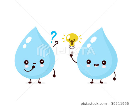 Cute smiling happy water drop with question marks Cute smiling happy water drop with question marks 59211966