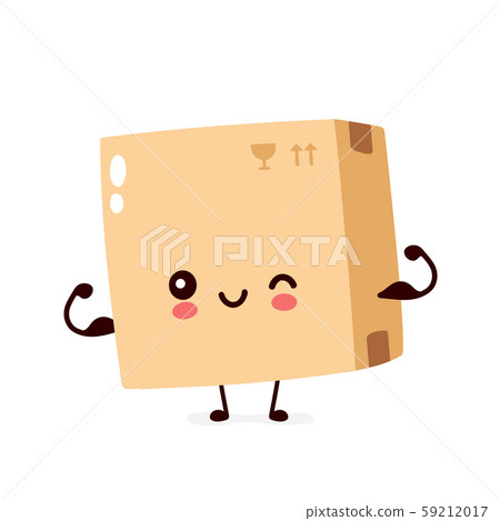 Cute smiling happy parcel,delivery box  59212017