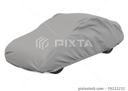 Car cover on the automobile, 3D rendering 59212232