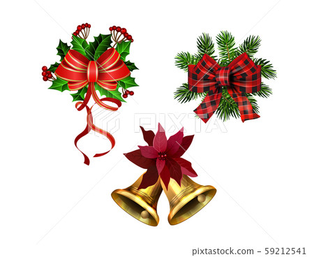 Christmas decorations with fir tree golden jingle bells 59212541