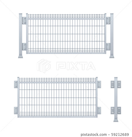 Realistic vector galvanized sheet metal fence panel. Realistic vector galvanized sheet metal fence panel. 59212689