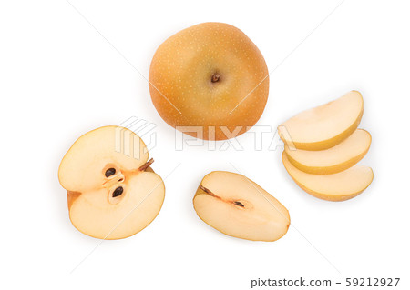 Fresh asian pear isolated on white background. Top view. Set or collection 59212927