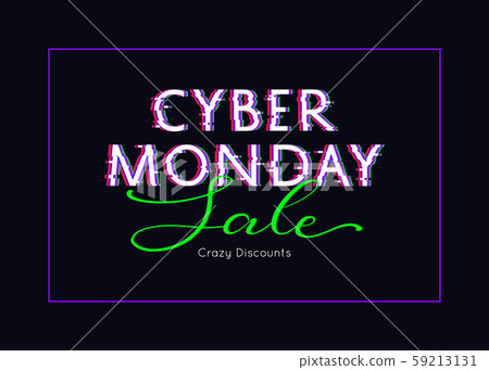 Cyber Monday sale poster. Glitch design. Vector illustration Cyber Monday sale poster. Glitch design. Vector illustration 59213131