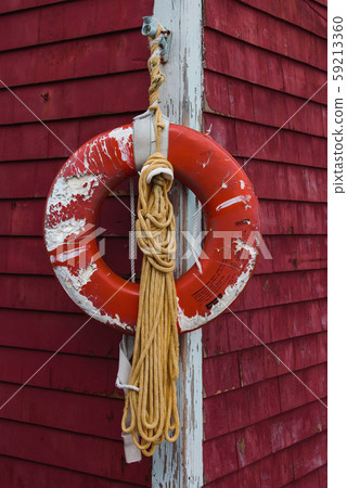 Old red life preserver ring 59213360