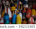 Colorful lobster buoys in New England 59213365