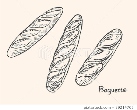 baguette. Bread material set. Vintage, retro style. baguette. Bread material set. Vintage, retro style. 59214705