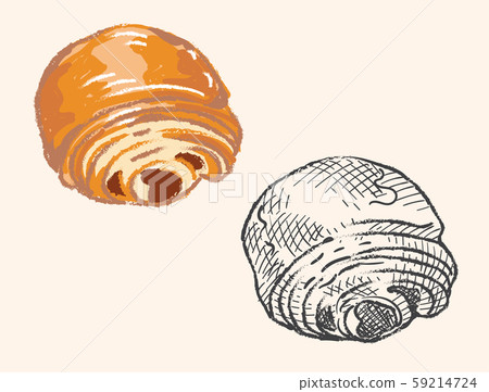 潘奧巧克力。麵包材料。一整套手寫風格和素描風格。 59214724
